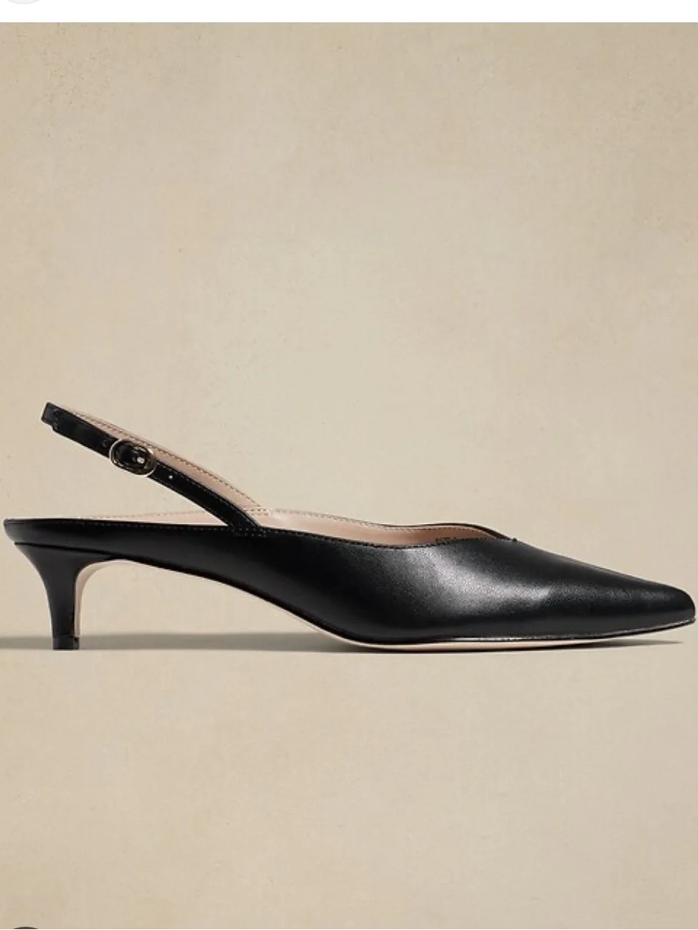 Banana Republic Black Pointed-Toe Slingback Kitten Heel